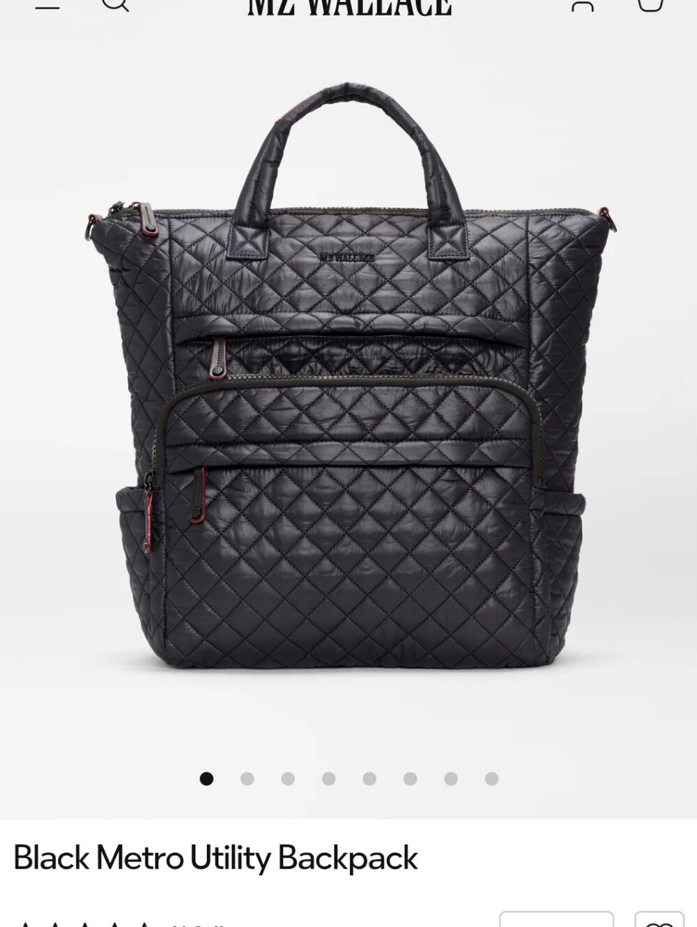 Black Metro Utility Backpack - Quilted Everyday Bag